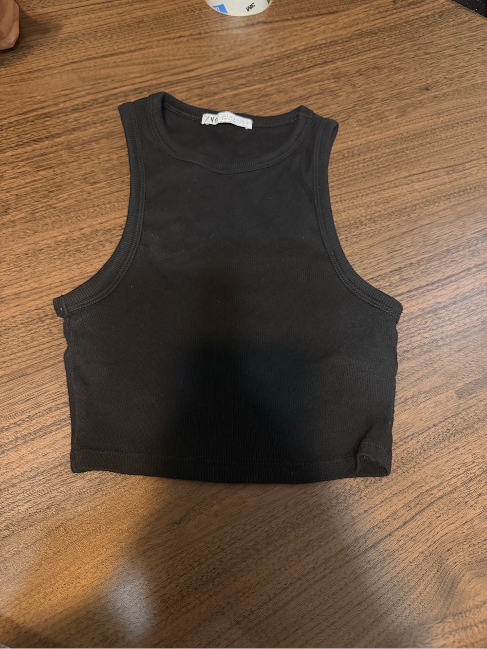 Zara Black Ribbed Crop Tank